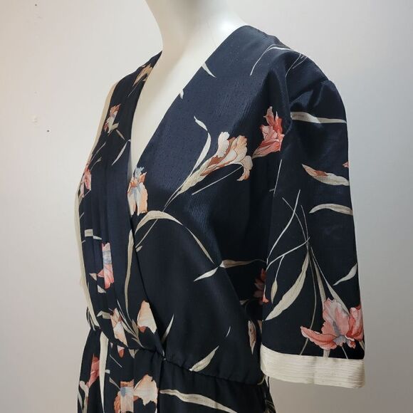Vintage Iris Floral Faux Wrap Front Midi Dress - Picture 2 of 14